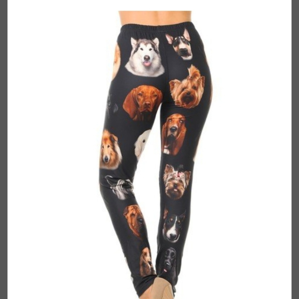 Creamy Soft Cute Puppy Dog Faces Leggings - Picture 3 of 6